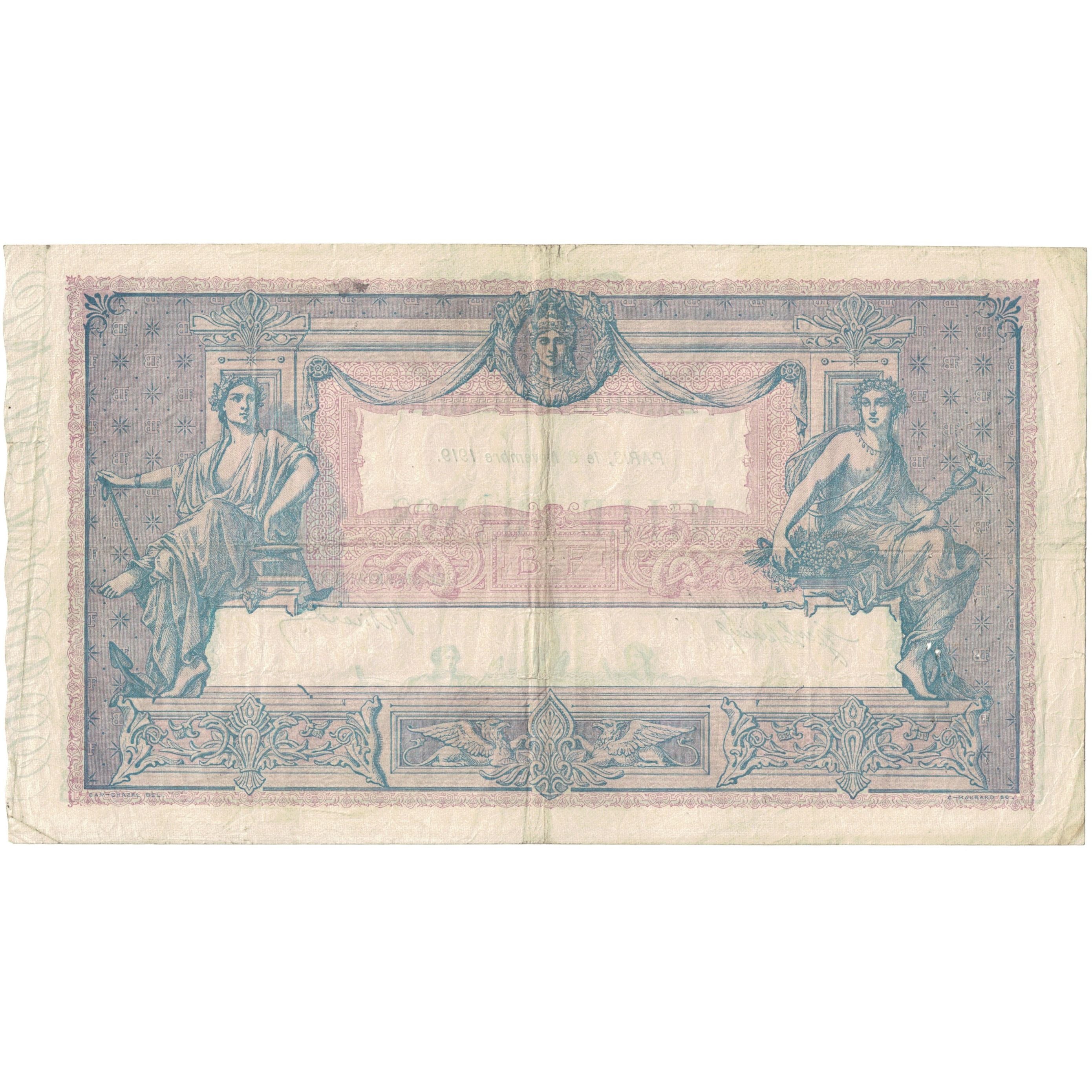 Francia, 1000 Francs, 1919, V.1347 608, MB, Fayette:36.34, KM:67h
