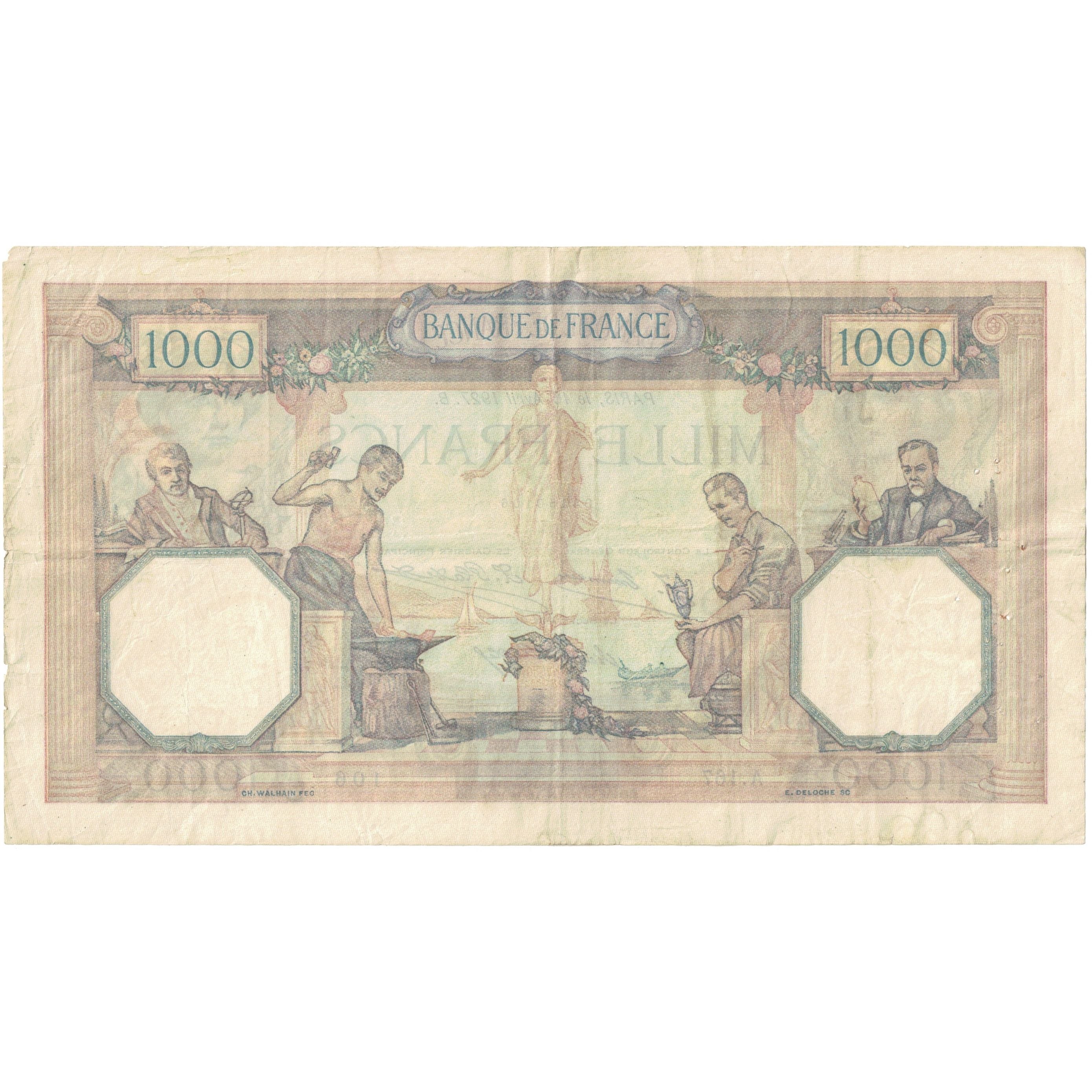 Francia, 1000 Francs, Cérès et Mercure, A.167 106, BC+, Fayette:37.1, KM:79a