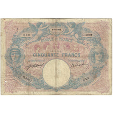 France, 50 Francs, Bleu et Rose, 1910, O.3801 832, VG(8-10), Fayette:14.23