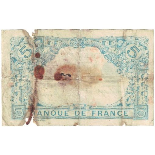 Frankreich, 5 Francs, Bleu, 1913, L.3281, SGE, Fayette:02.21, KM:70
