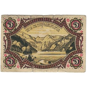 Billet, Allemagne, Berchtesgaden Marktgemeinde, 50 Pfennig, paysage, 1920