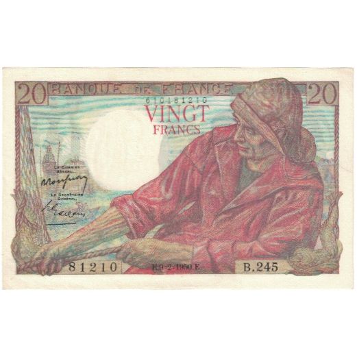 Frankreich, 20 Francs, Pêcheur, 1950, B.245, UNZ, Fayette:13.17, KM:100a