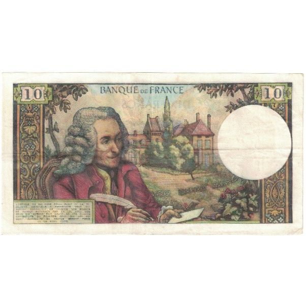 França, 10 Francs, Voltaire, 1967, B.380, AU(55-58), Fayette:62.30, KM:147c