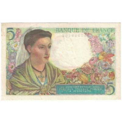Frankreich, 5 Francs, Berger, 1943, E.104, VZ, Fayette:05.05, KM:98a