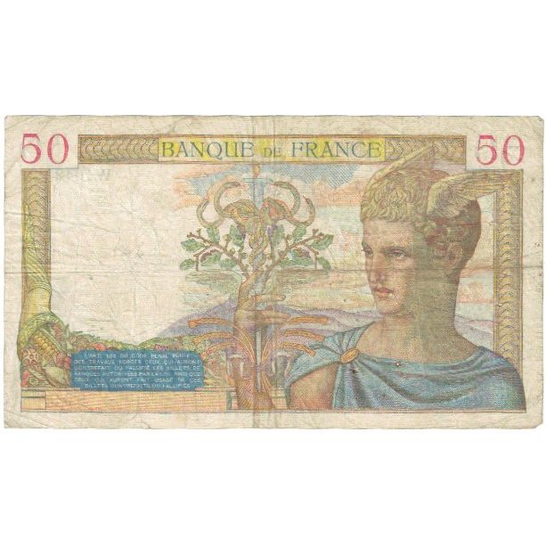 Francja, 50 Francs, Cérès, 1939, W.10421, VF(20-25), Fayette:18.27, KM:85b