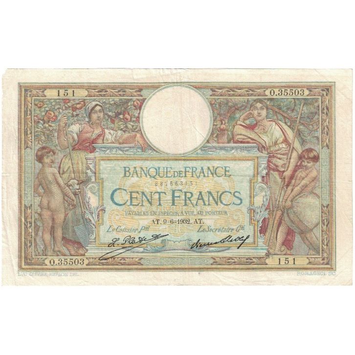 Francia, 100 Francs, Luc Olivier Merson, 1932, O.35503, BB, Fayette:24.11