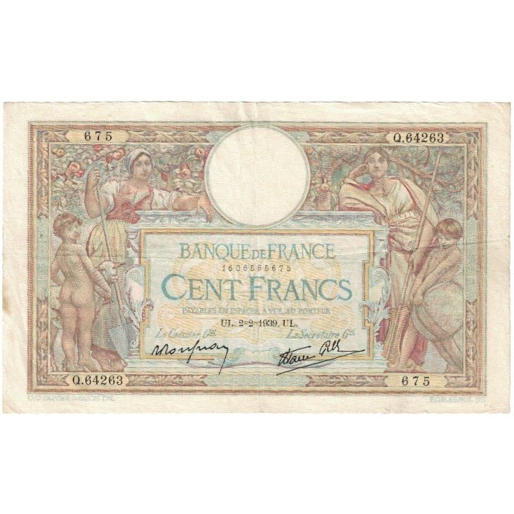 Francia, 100 Francs, Luc Olivier Merson, 1939, Q.64263, BB, Fayette:25.41