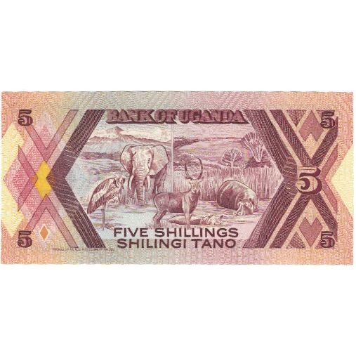 Banknot, Uganda, 5 Shillings, 1987, KM:27, UNC(65-70)