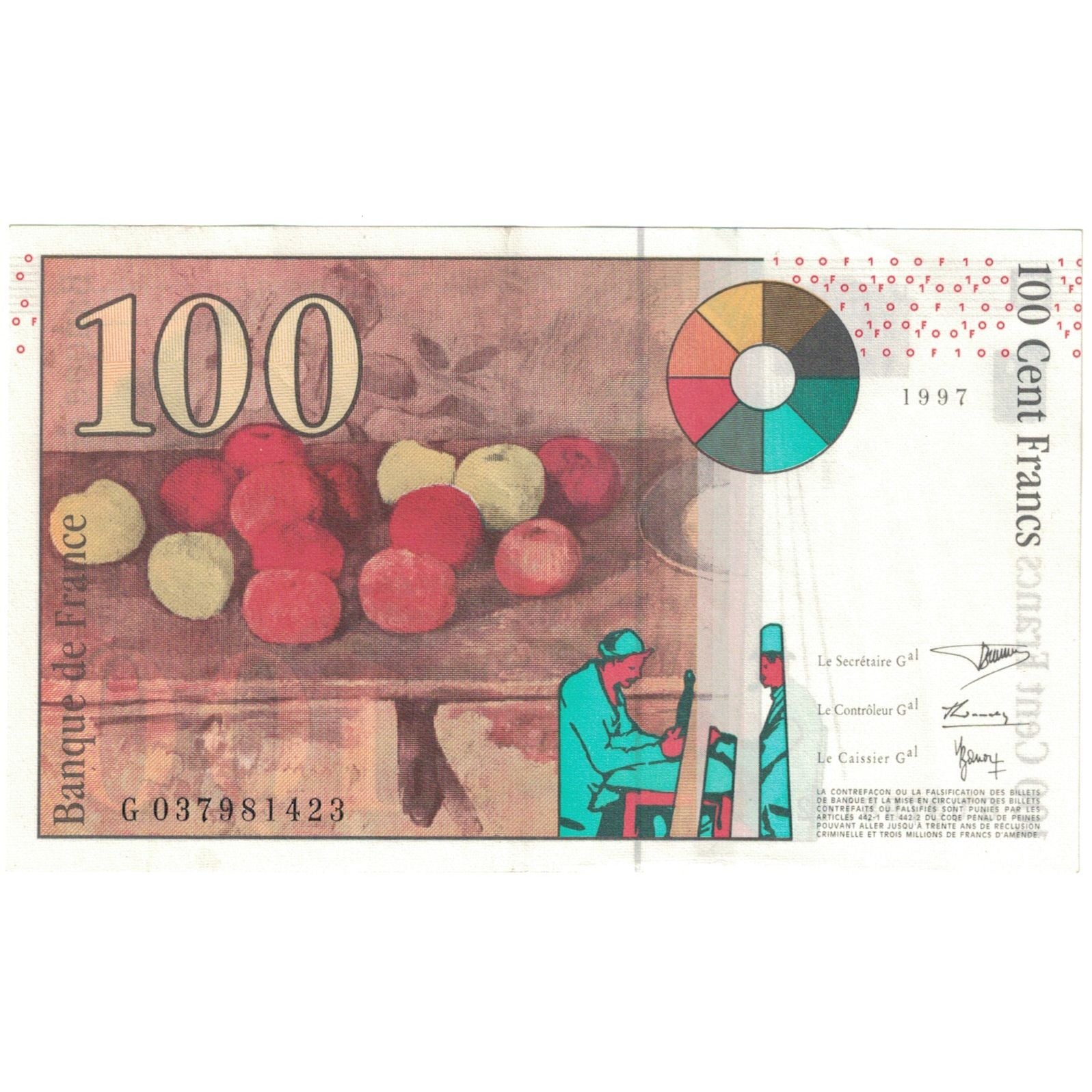 França, 100 Francs, 1997, G037981423, EF(40-45), Fayette:74.1, KM:158a