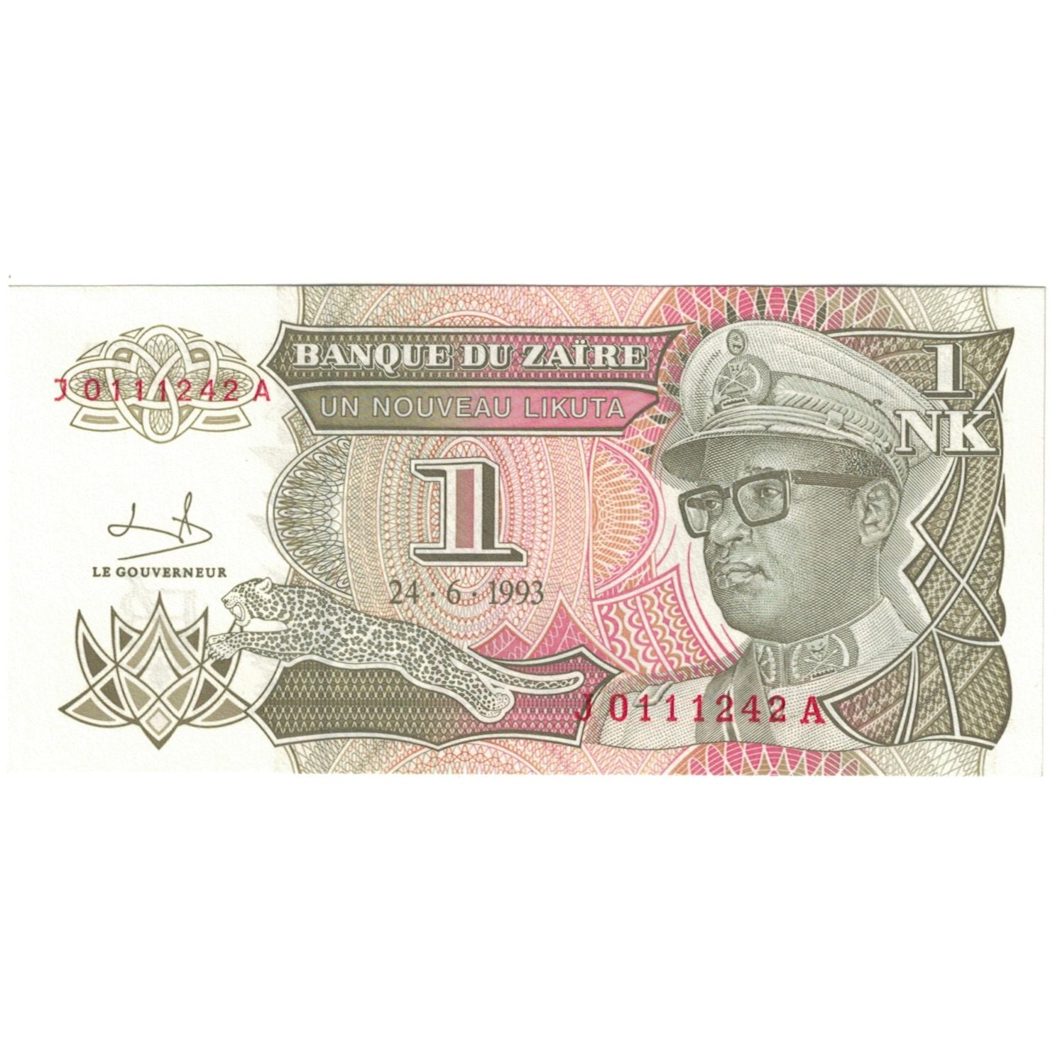 Billet, Zaïre, 1 Nouveau Likuta, 1993, 1993-06-24, KM:47s, NEUF