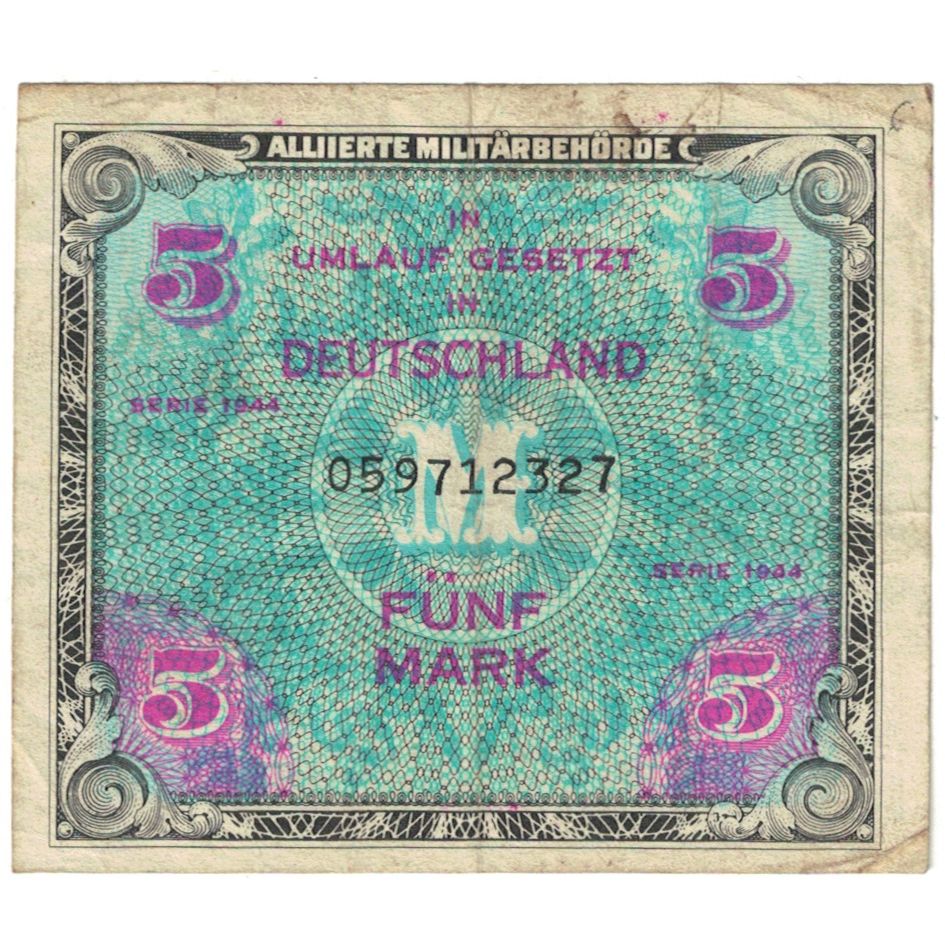 Banknote, Germany, 5 Mark, 1944, KM:193a, VF(20-25)