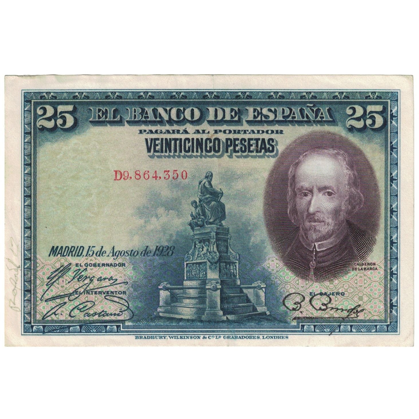 Banconote, Spagna, 25 Pesetas, 1925, KM:74b, MB