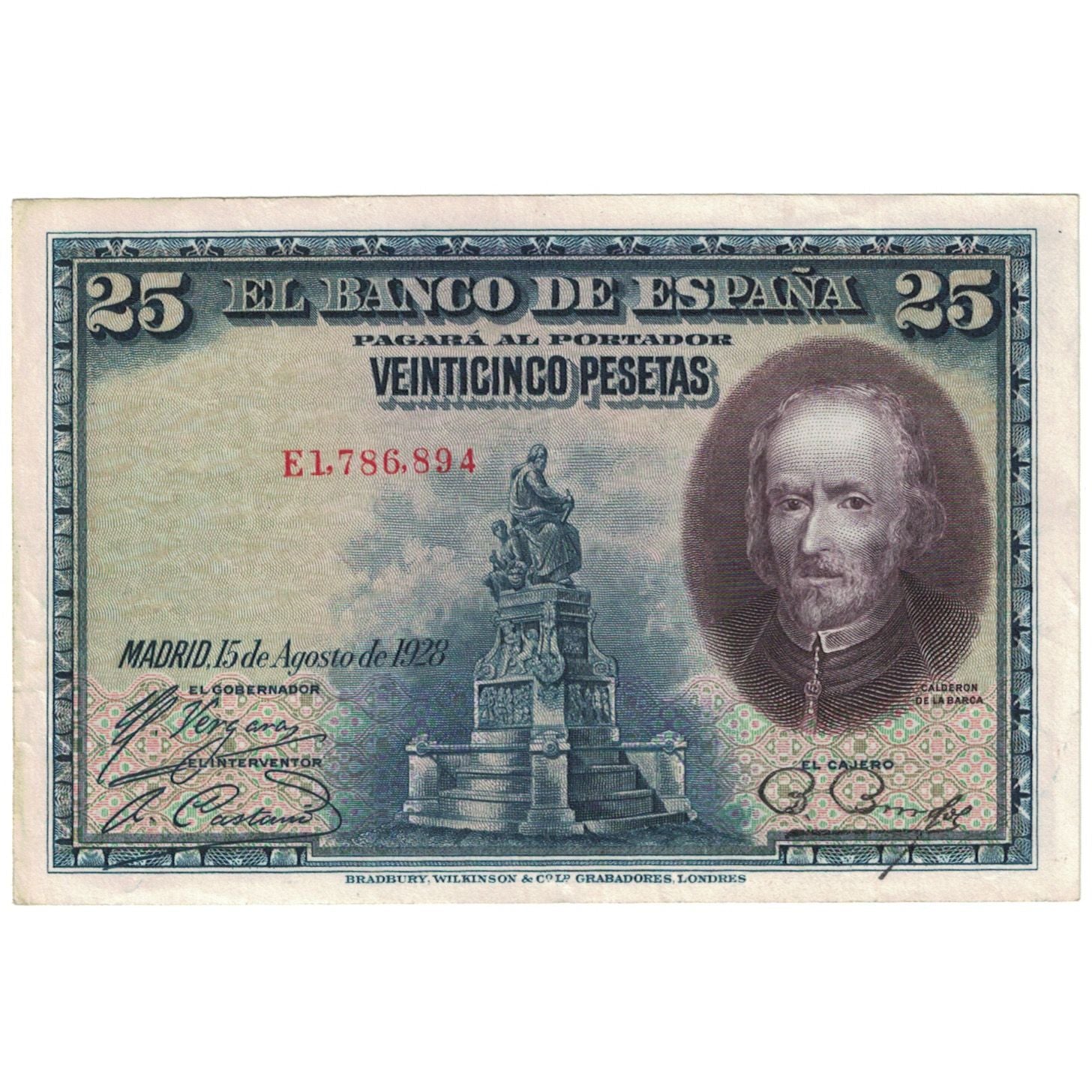 Banconote, Spagna, 25 Pesetas, 1925, KM:74b, MB