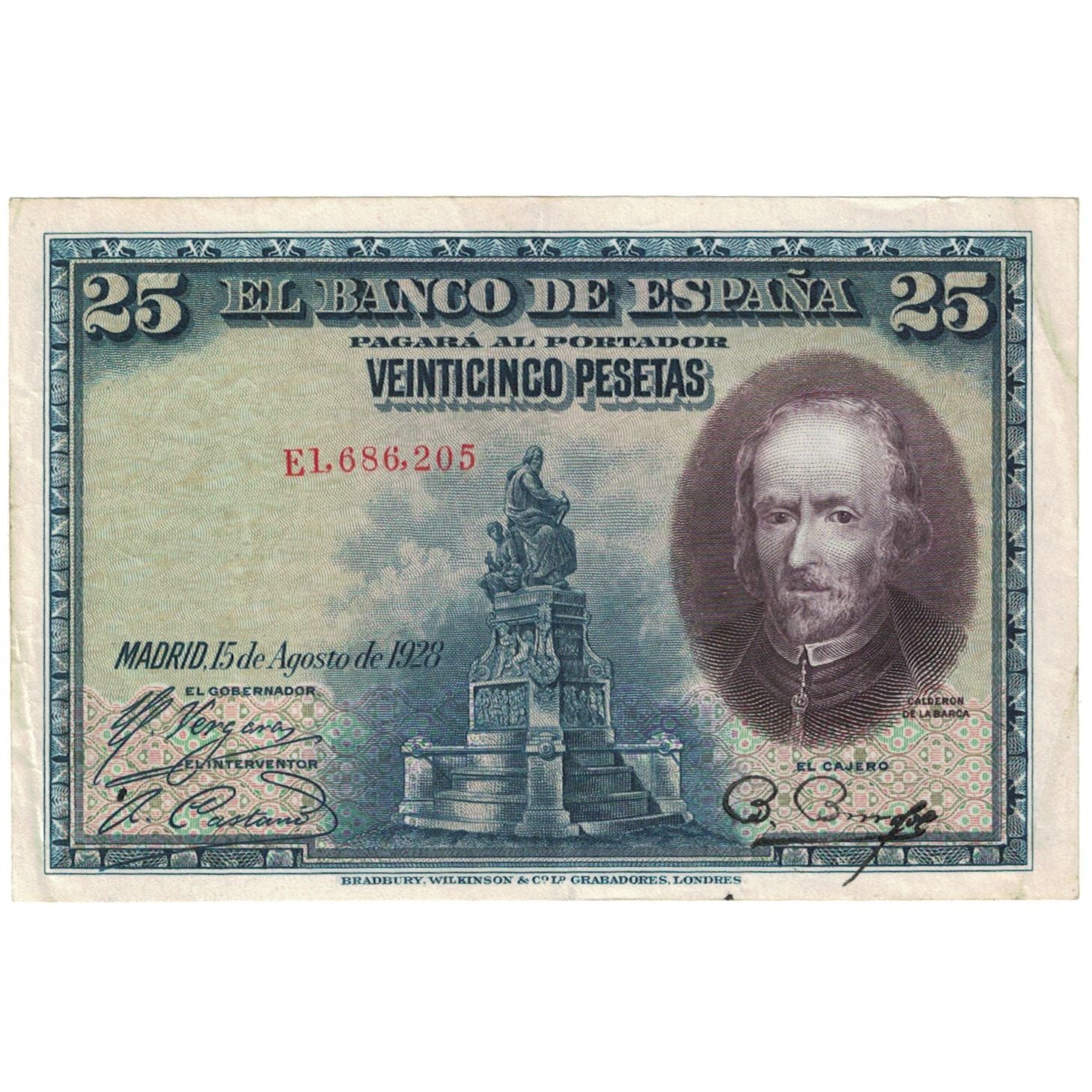 Banknote, Spain, 25 Pesetas, 1925, KM:74b, VF(20-25)