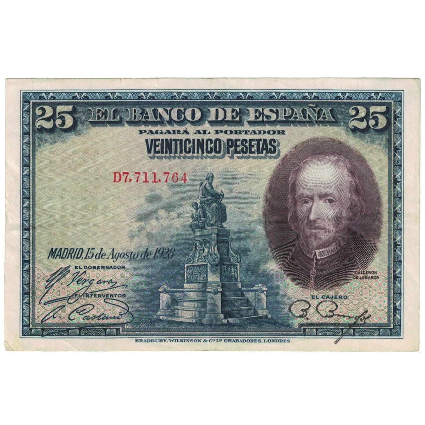 Banconote, Spagna, 25 Pesetas, 1925, KM:74b, MB