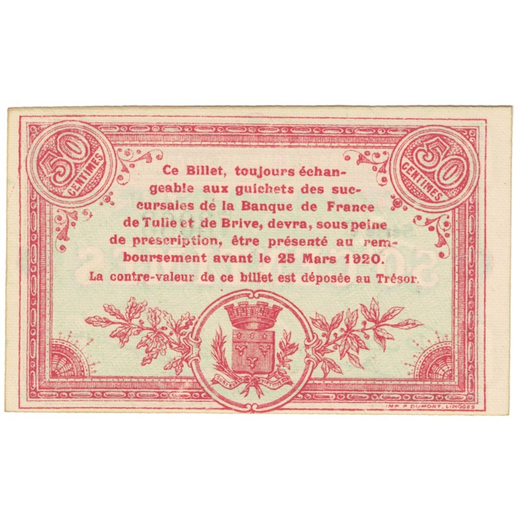 Frankrijk, Corrèze, 50 Centimes, 1915, SUP, Pirot:51-15
