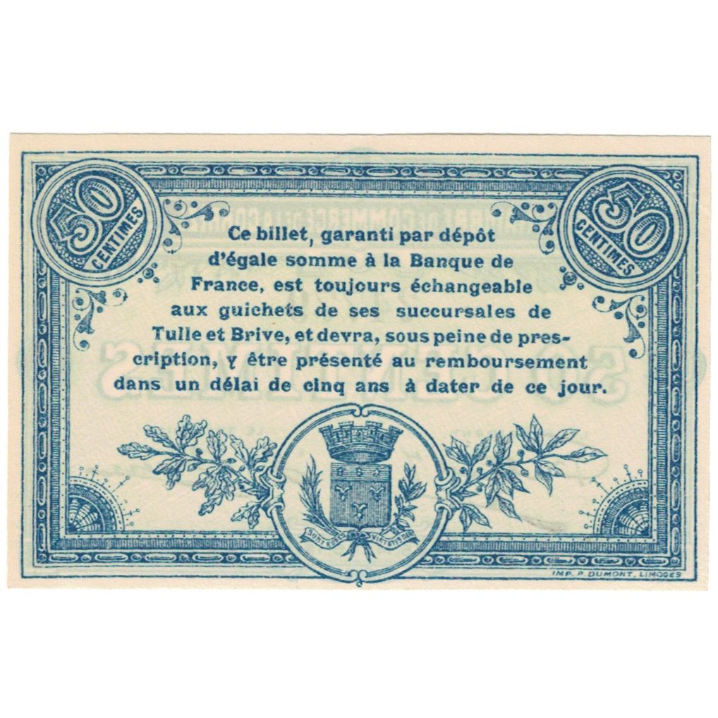 France, Brive, 50 Centimes, 1915, AU(55-58), Pirot:51-9