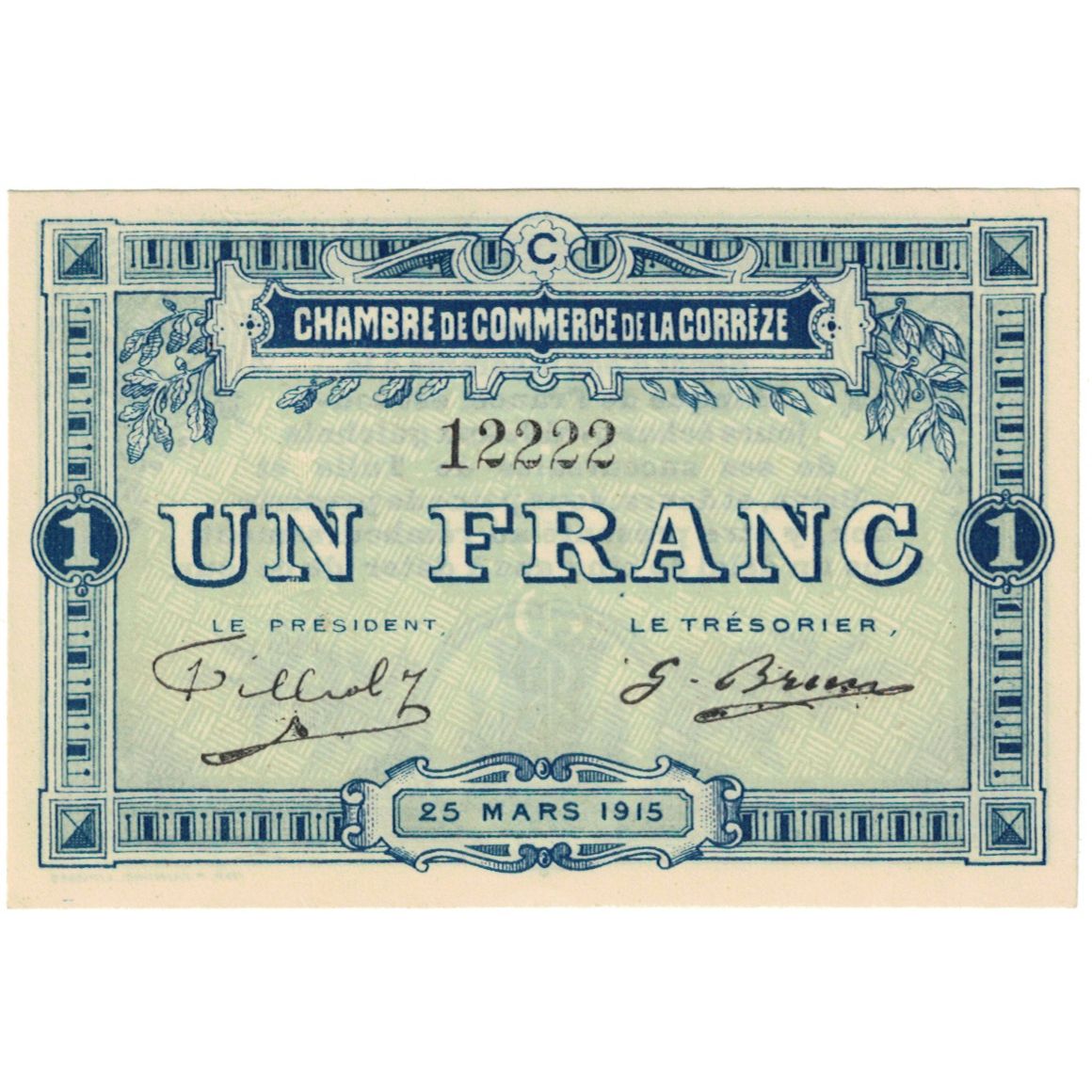 France, Tulle, 1 Franc, AU(55-58), Pirot:126-2