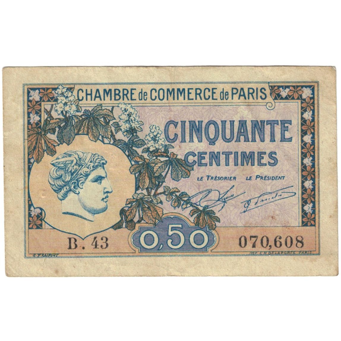France, Paris, 50 Centimes, 1920, VF(20-25), Pirot:97-31