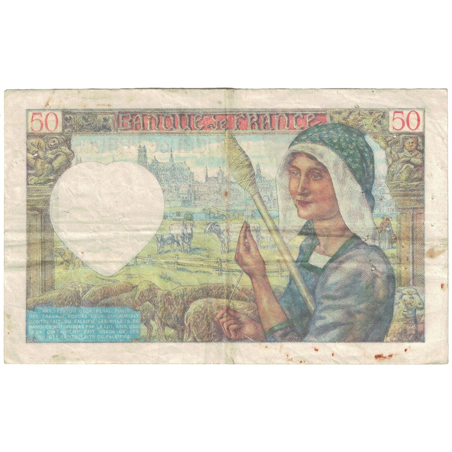 Frankrijk, 50 Francs, 1940, d.6, B+, Fayette:19.1, KM:93