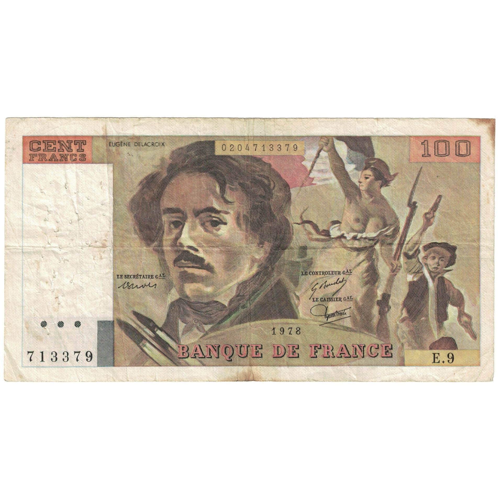 Francia, 100 Francs, Delacroix, 1978, E.9, RC, Fayette:69.01g, KM:154a