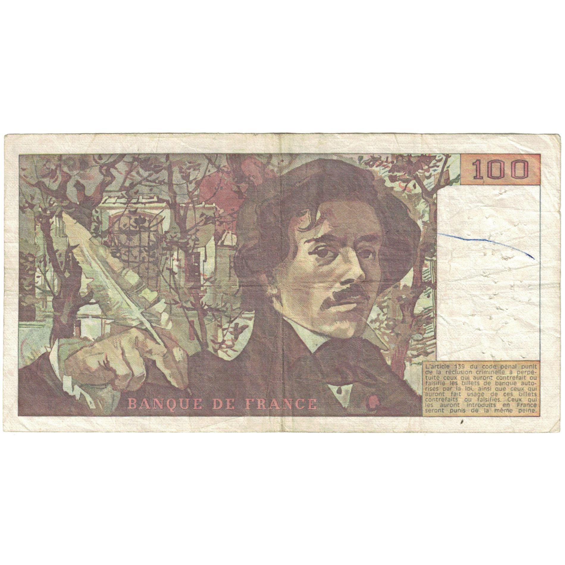 Francia, 100 Francs, Delacroix, 1978, Y.6, RC, Fayette:69.01d, KM:154a