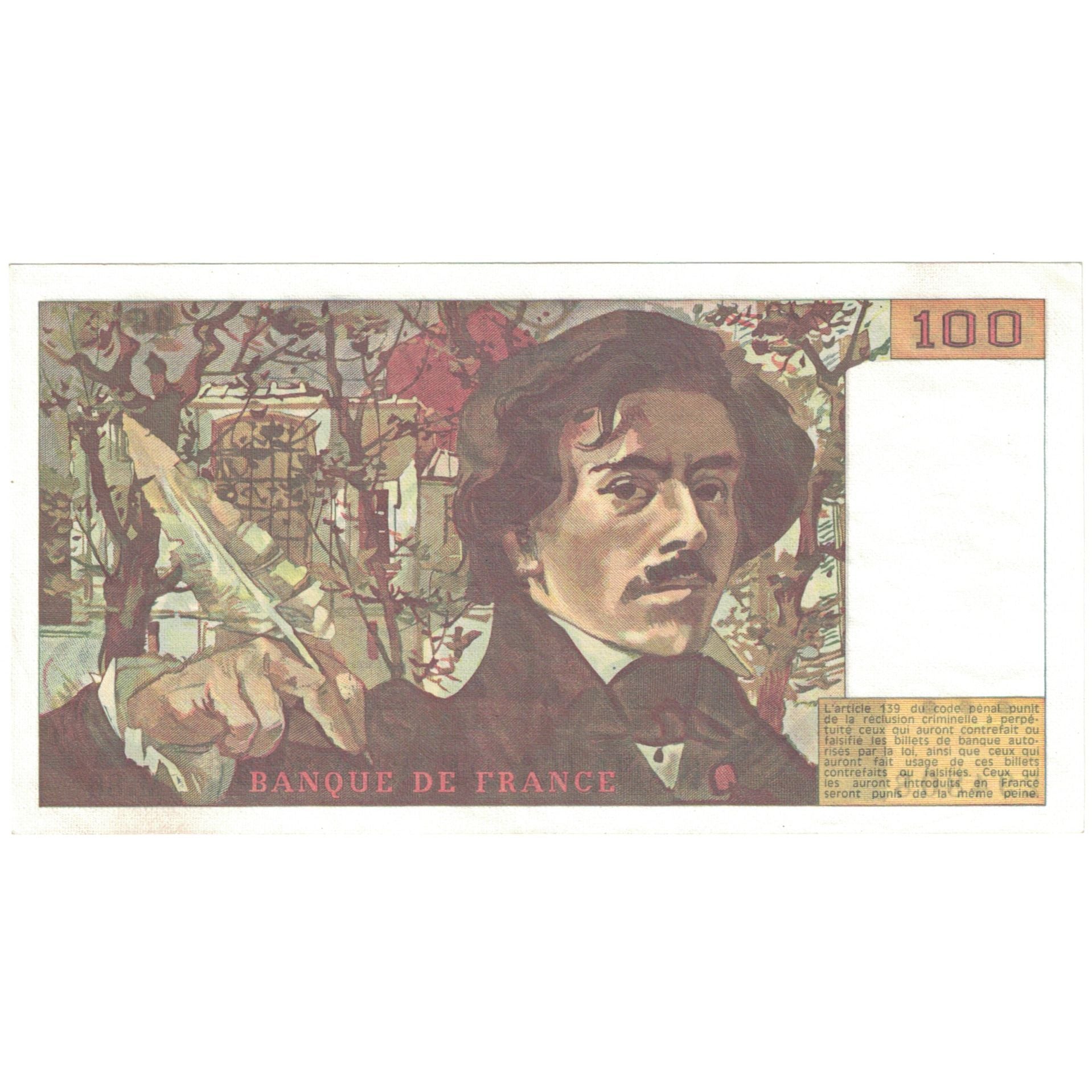 Francia, 100 Francs, Delacroix, 1984, M.86, EBC, Fayette:69.8a), KM:154b