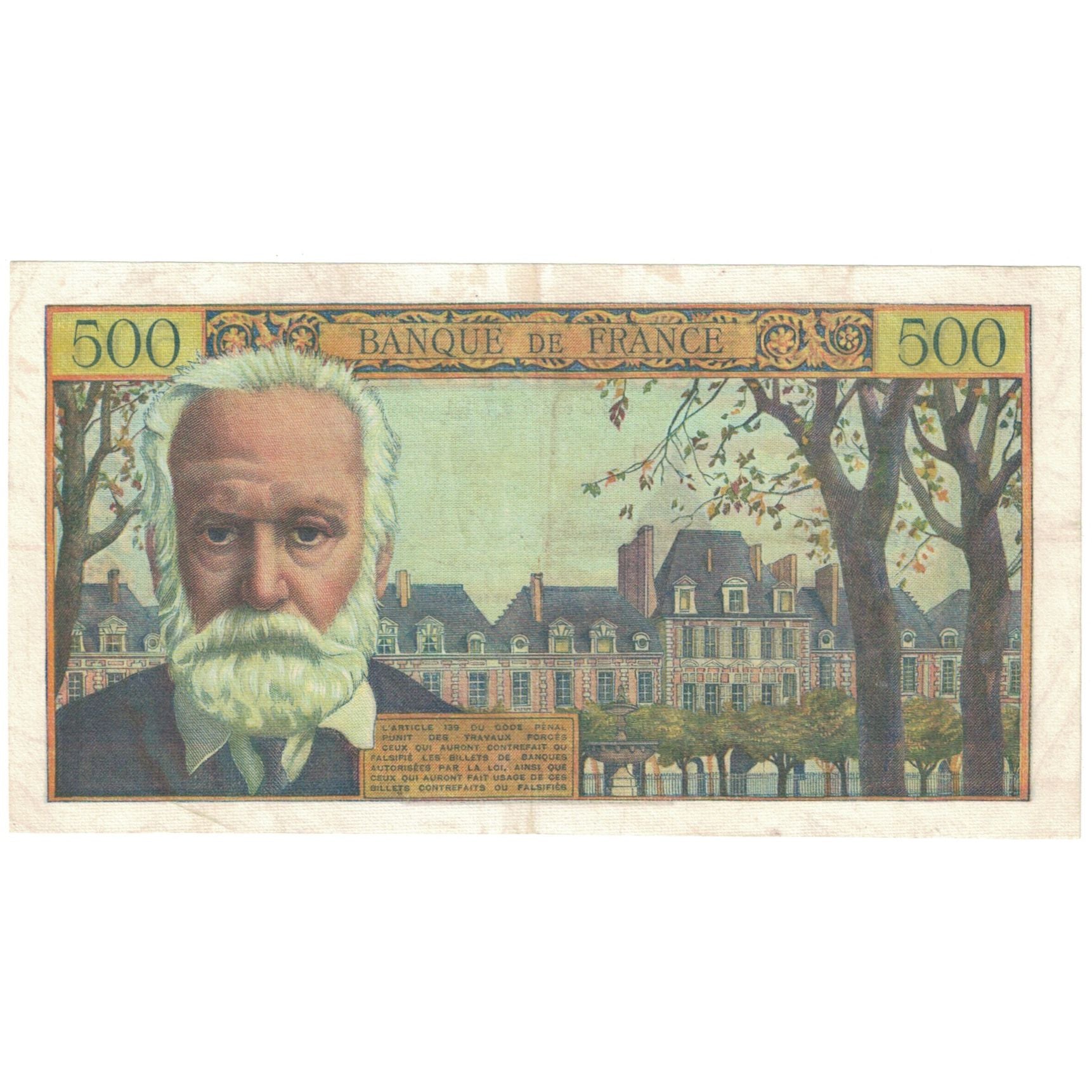 France, 500 Francs, Victor Hugo, 1957, N.83, EF(40-45), Fayette:35.7, KM:133b
