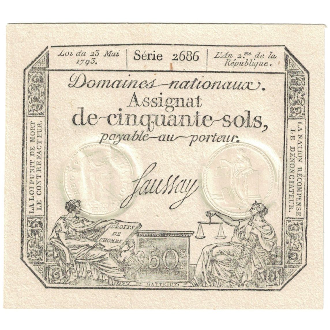 France, 50 Sols, 1793, 2686, UNC(65-70), KM:A70b
