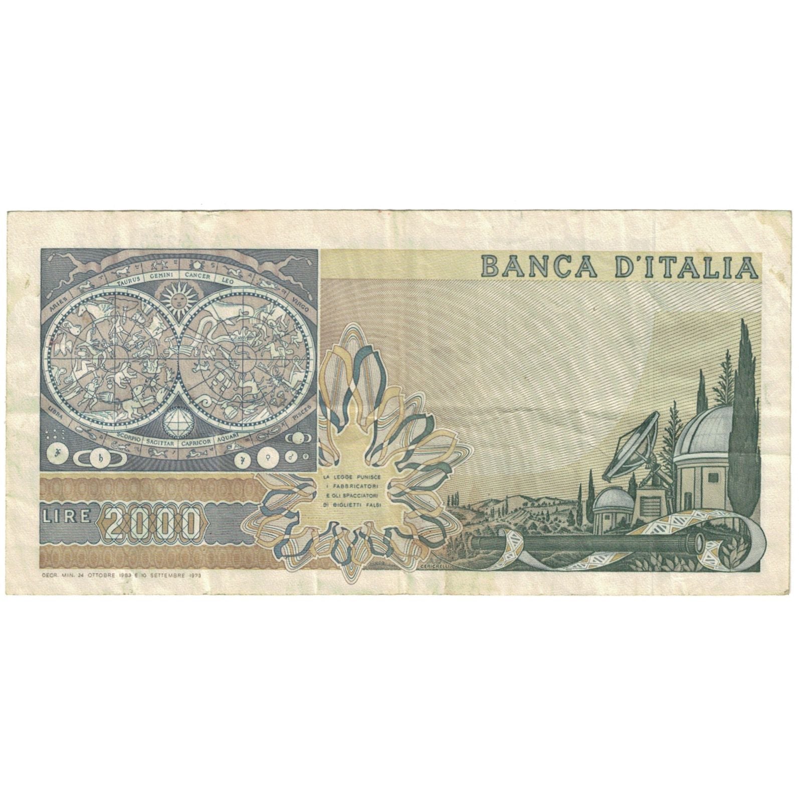Banknote, Italy, 2000 Lire, 1973-1974, 1976-10-22, KM:103b, VF(20-25)