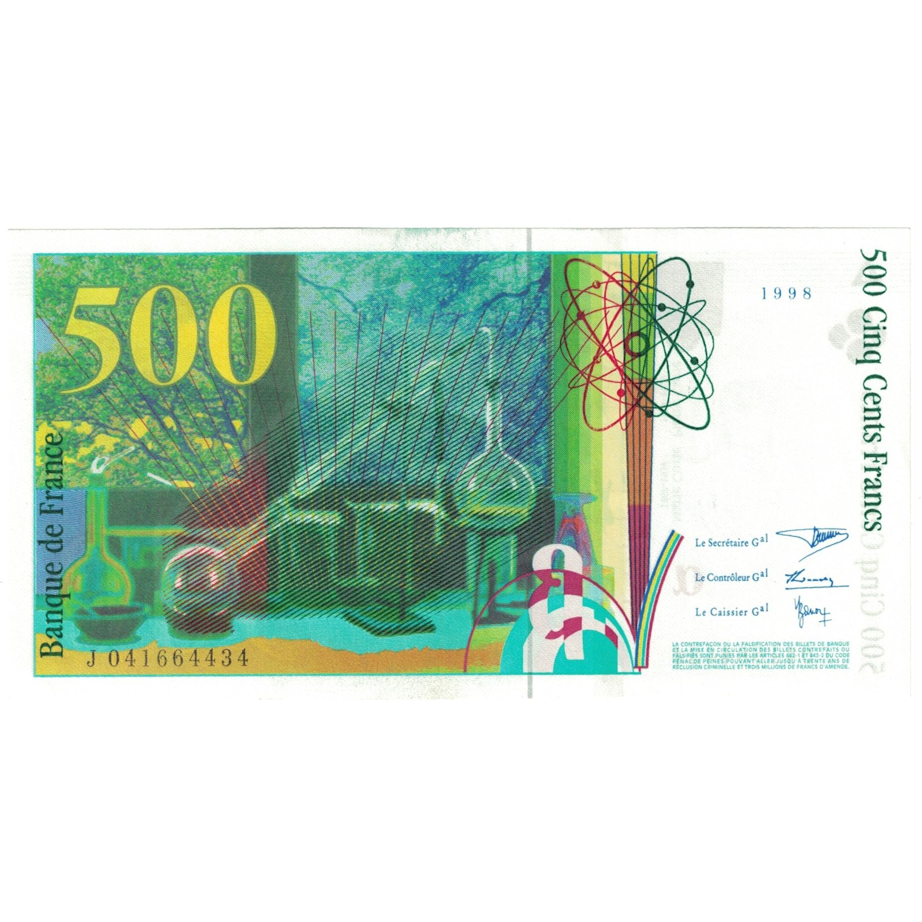 France, 500 Francs, Pierre et Marie Curie, 1998, J.041664434, UNC(65-70)