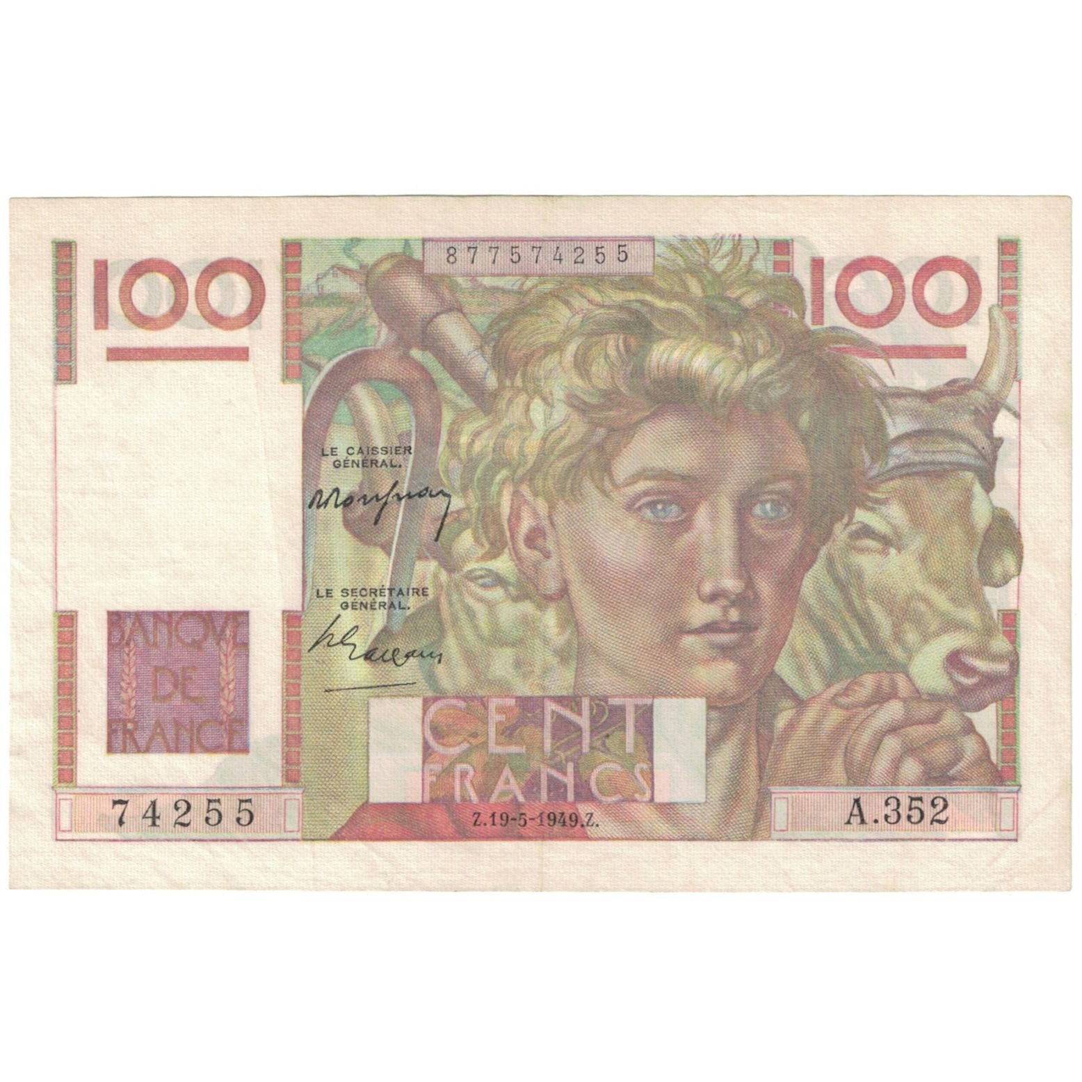 Francia, 100 Francs, 1945, A.352, SPL-, Fayette:28.24, KM:128b