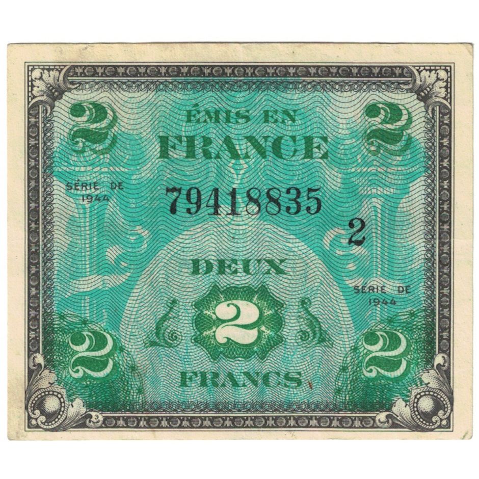 Frankreich, 2 Francs, 1944, 79418835, VZ, Fayette:VF16.2, KM:114a