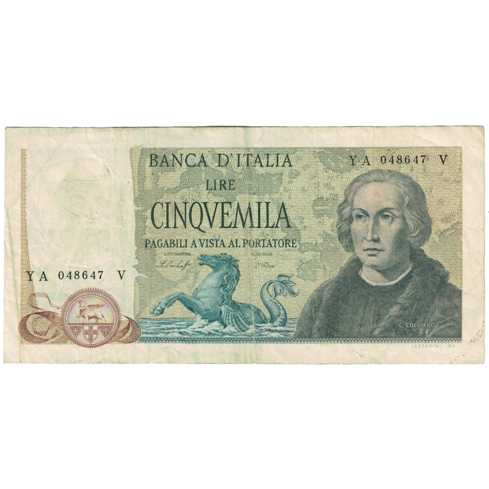 Nota, Itália, 5000 Lire, 1977, 1977-11-10, KM:102c, VF(30-35)