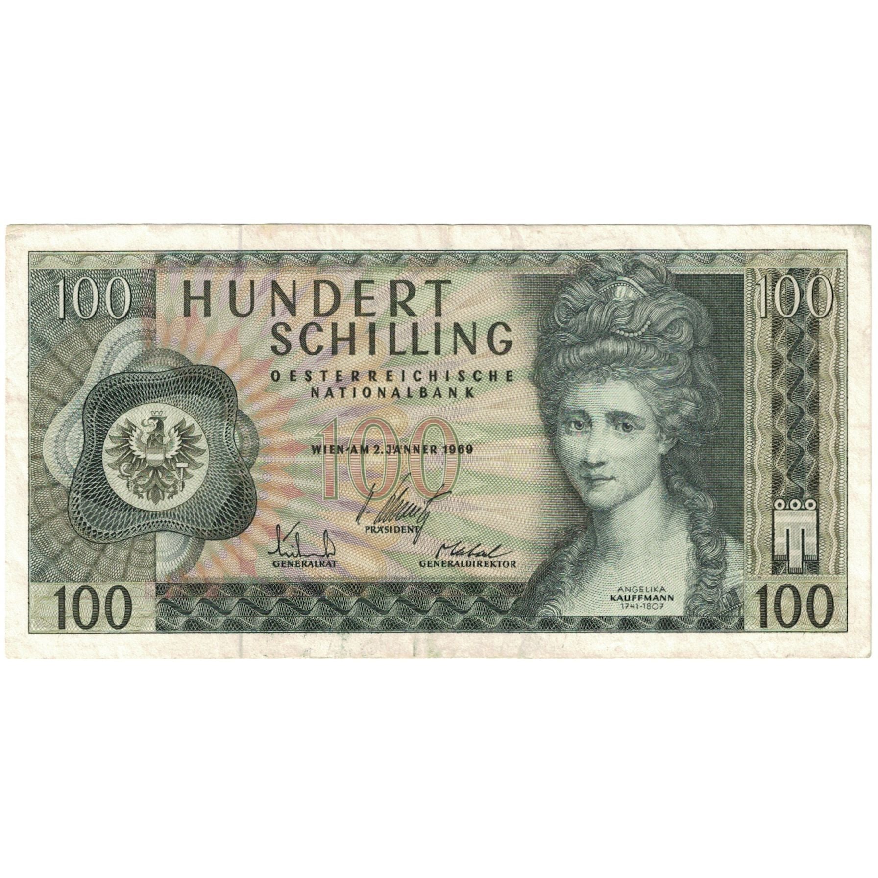 Nota, Áustria, 100 Schilling, 1969-01-02, KM:146a, EF(40-45)
