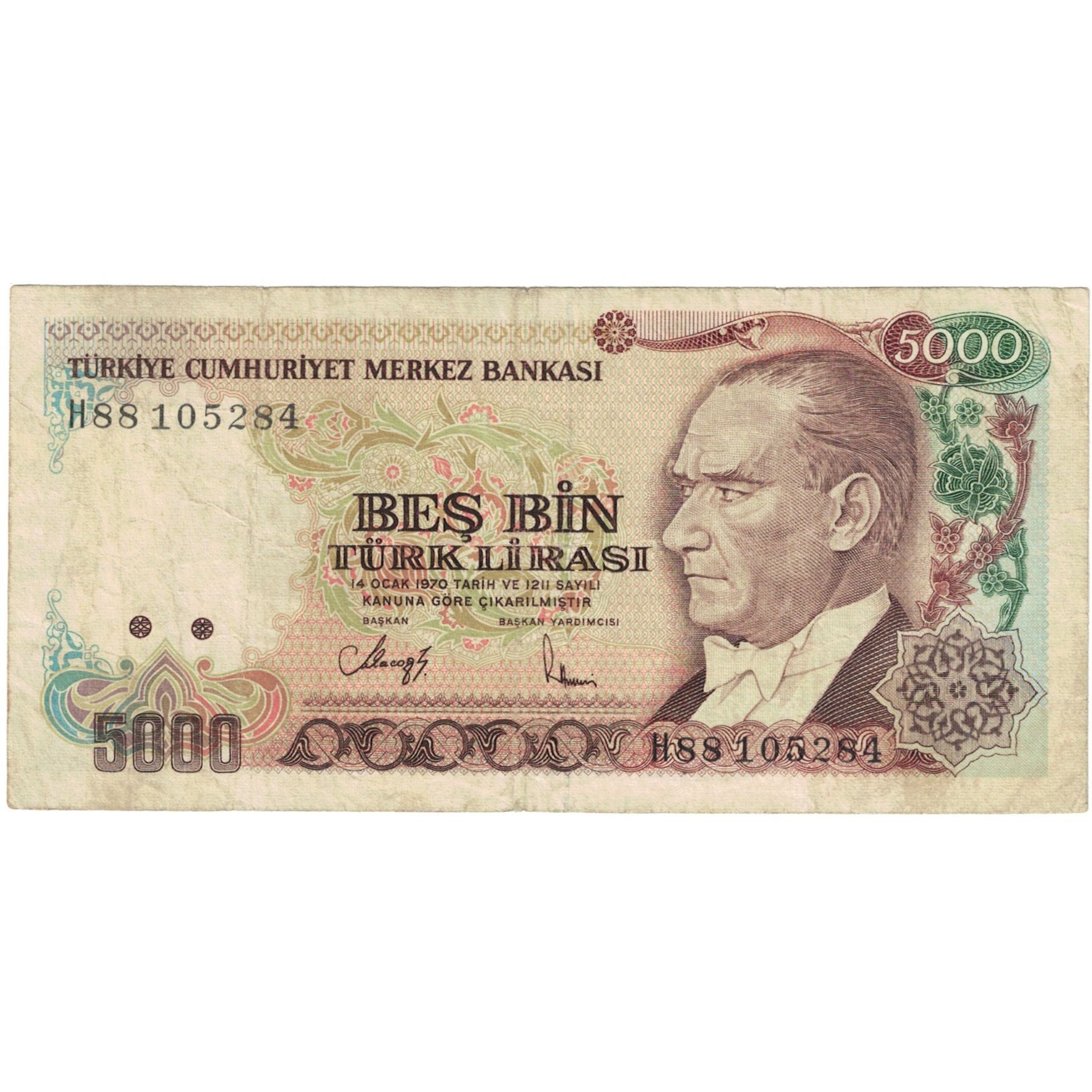 Geldschein, Türkei, 5000 Lira, 1990, KM:198, S