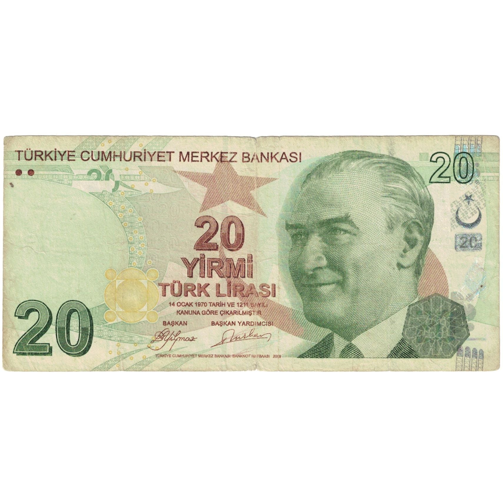 Geldschein, Türkei, 20 Lira, Undated (2009), KM:224, S