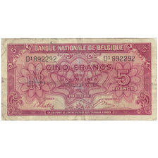 Banknote, Belgium, 5 Francs-1 Belga, 1943, 1943-02-01, KM:121, VF(20-25)