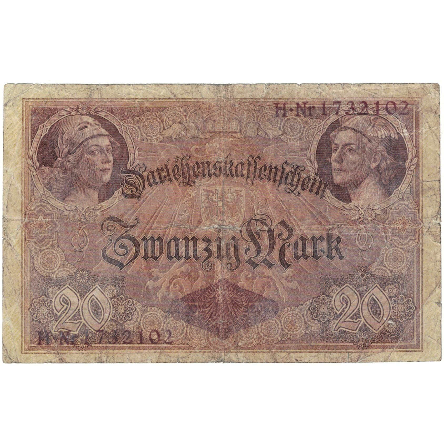 Banconote, Germania, 20 Mark, 1914, KM:48b, B+
