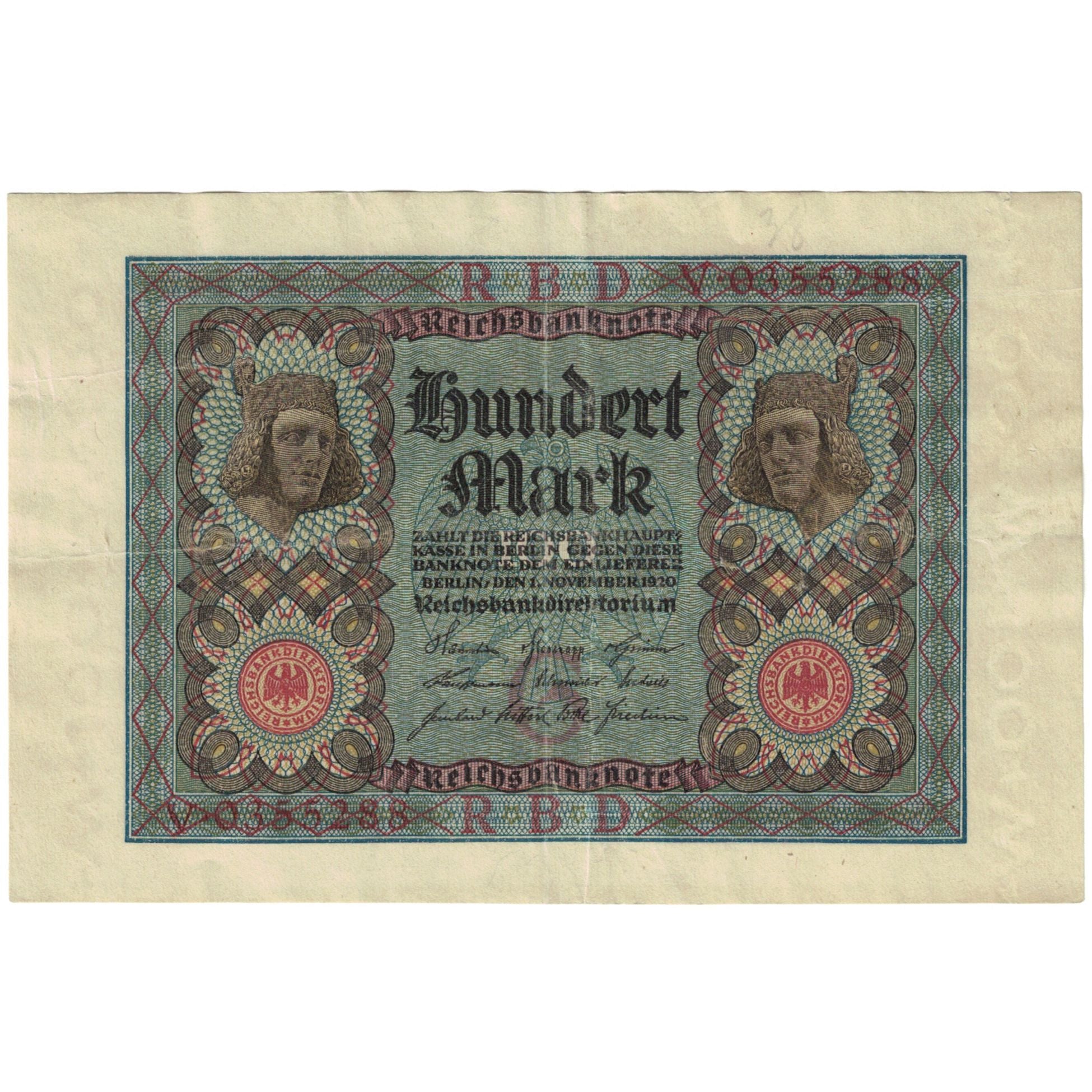 Geldschein, Deutschland, 100 Mark, 1922, 1922-12-02, KM:69a, SS