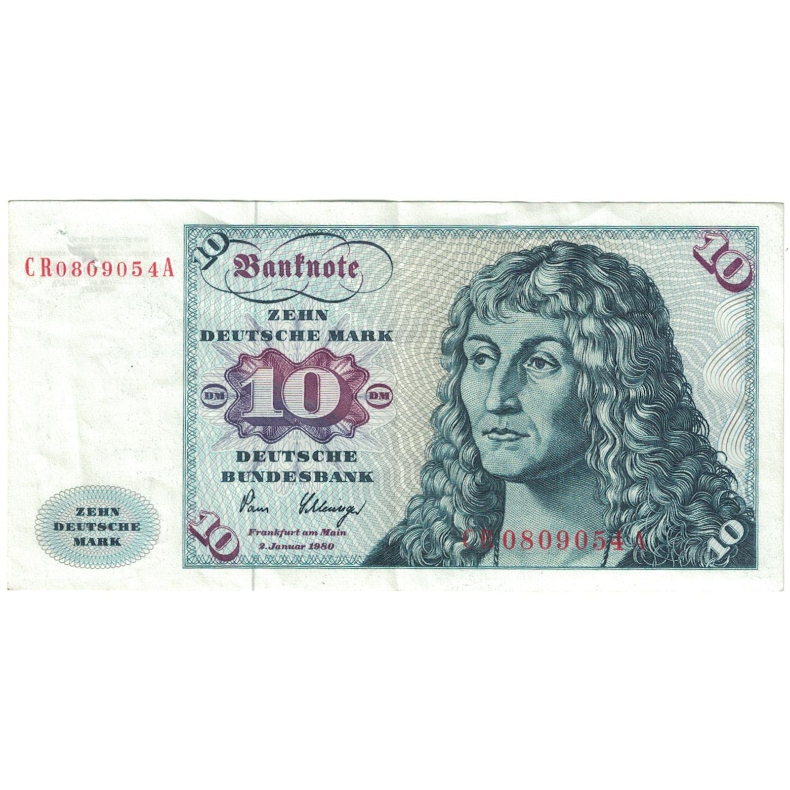 Nota, ALEMANHA - REPÚBLICA FEDERAL, 10 Deutsche Mark, 1980-01-02, KM:31d