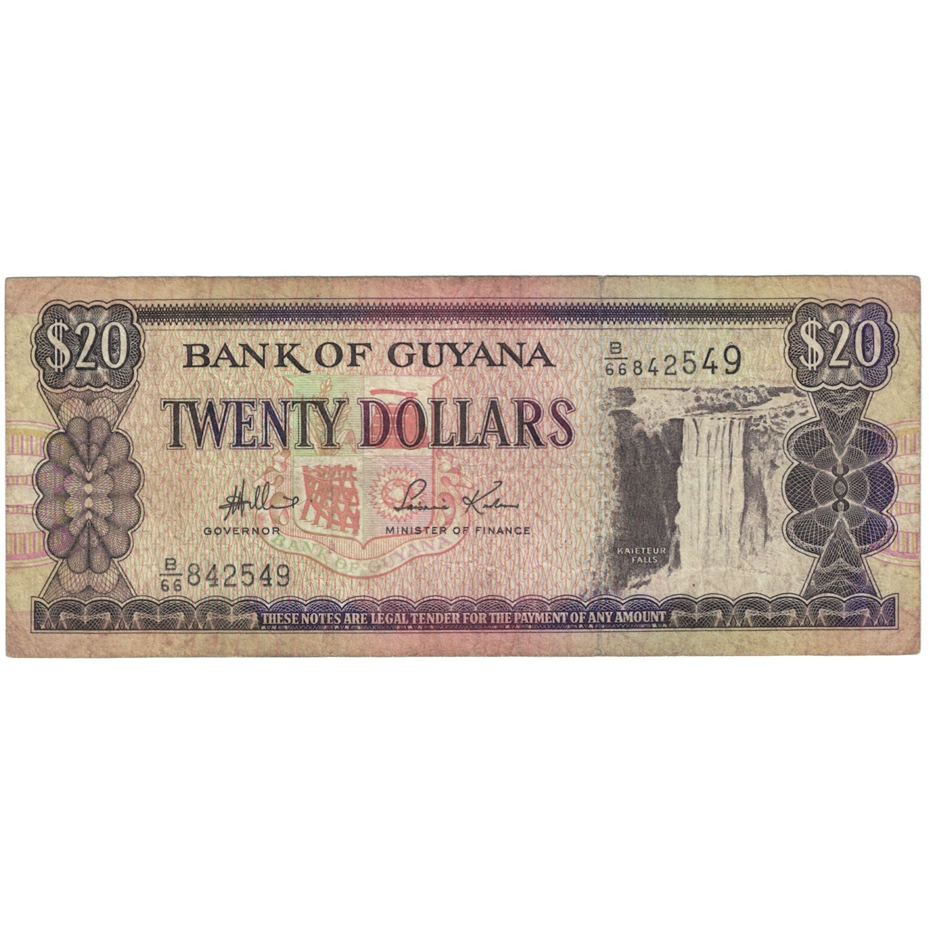 Banknote, Guyana, 20 Dollars, 1996, KM:30c, VG(8-10)