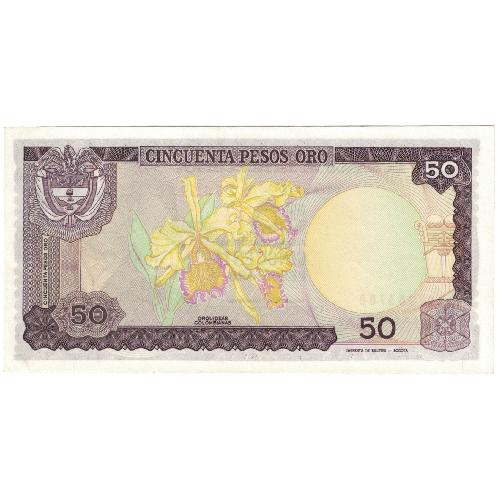 Biljet, Colombia, 50 Pesos Oro, 1984-1986, 1984-10-12, KM:425a, SUP