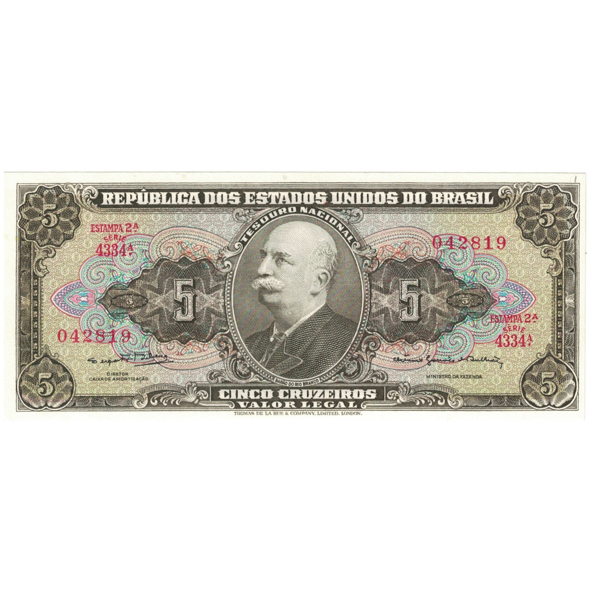 Nota, Brasil, 5 Cruzeiros, Undated (1962-64), KM:176d, UNC(65-70)