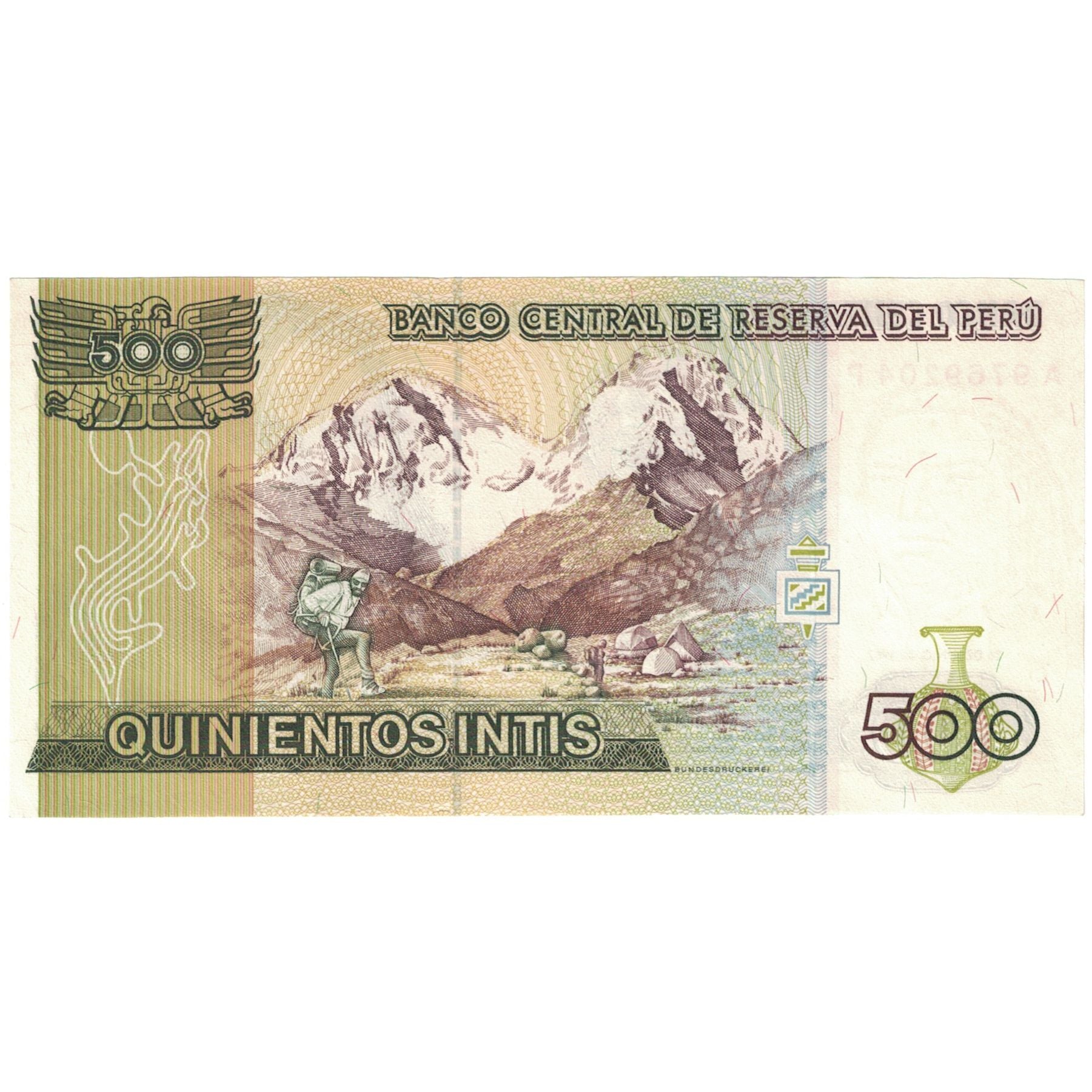 Biljet, Peru, 500 Intis, 1987-06-26, KM:134b, NIEUW
