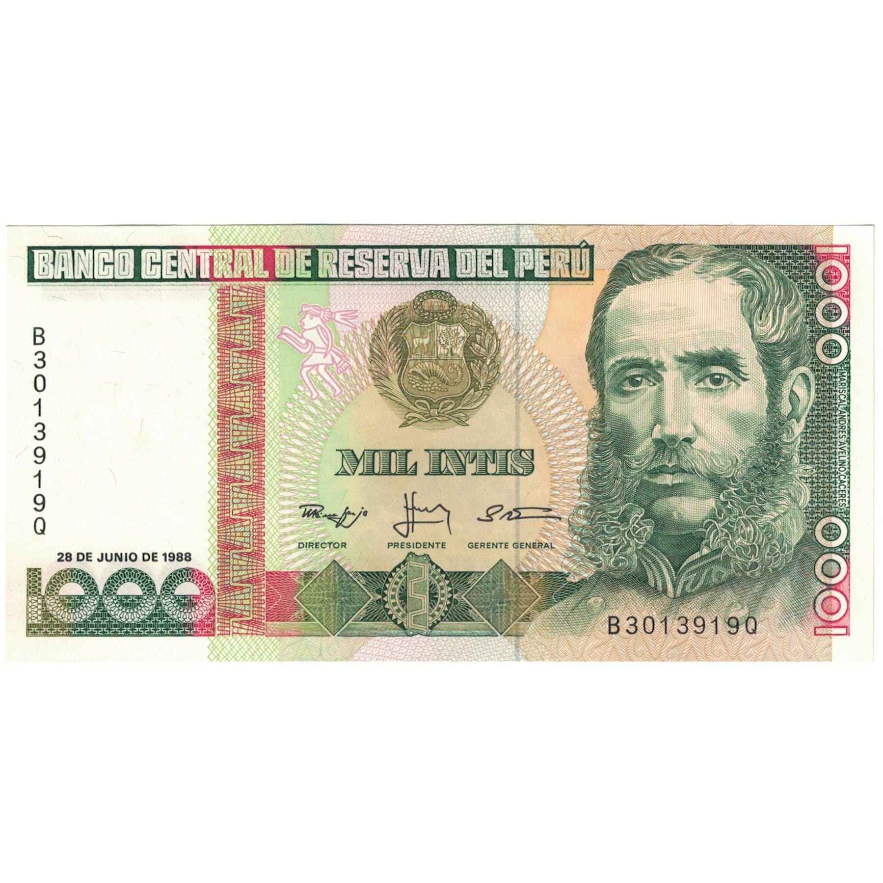 Billete, 1000 Intis, Perú, 1988-06-28, KM:136b, UNC