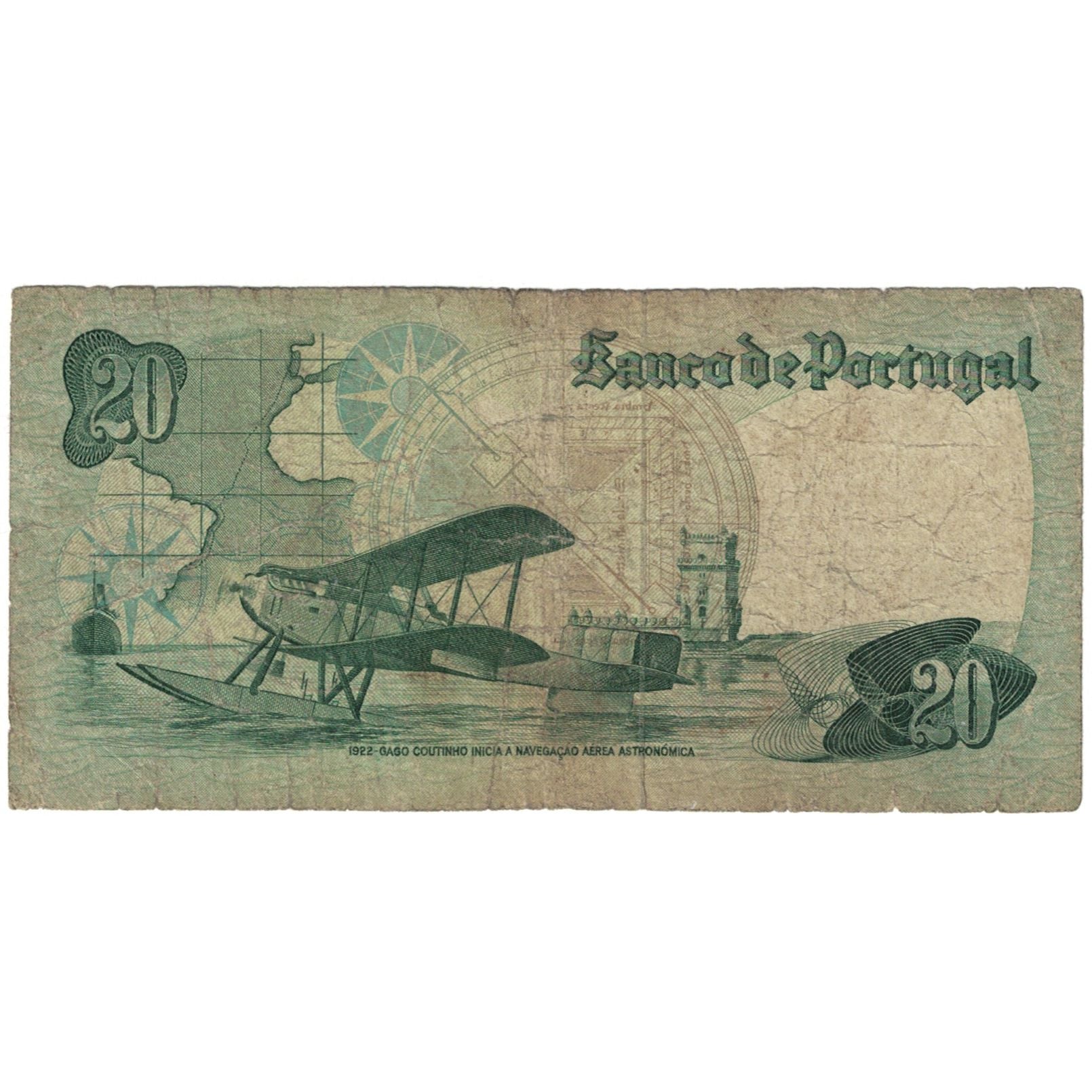 Geldschein, Portugal, 20 Escudos, 1978-1979, 1978-10-04, KM:176b, SGE