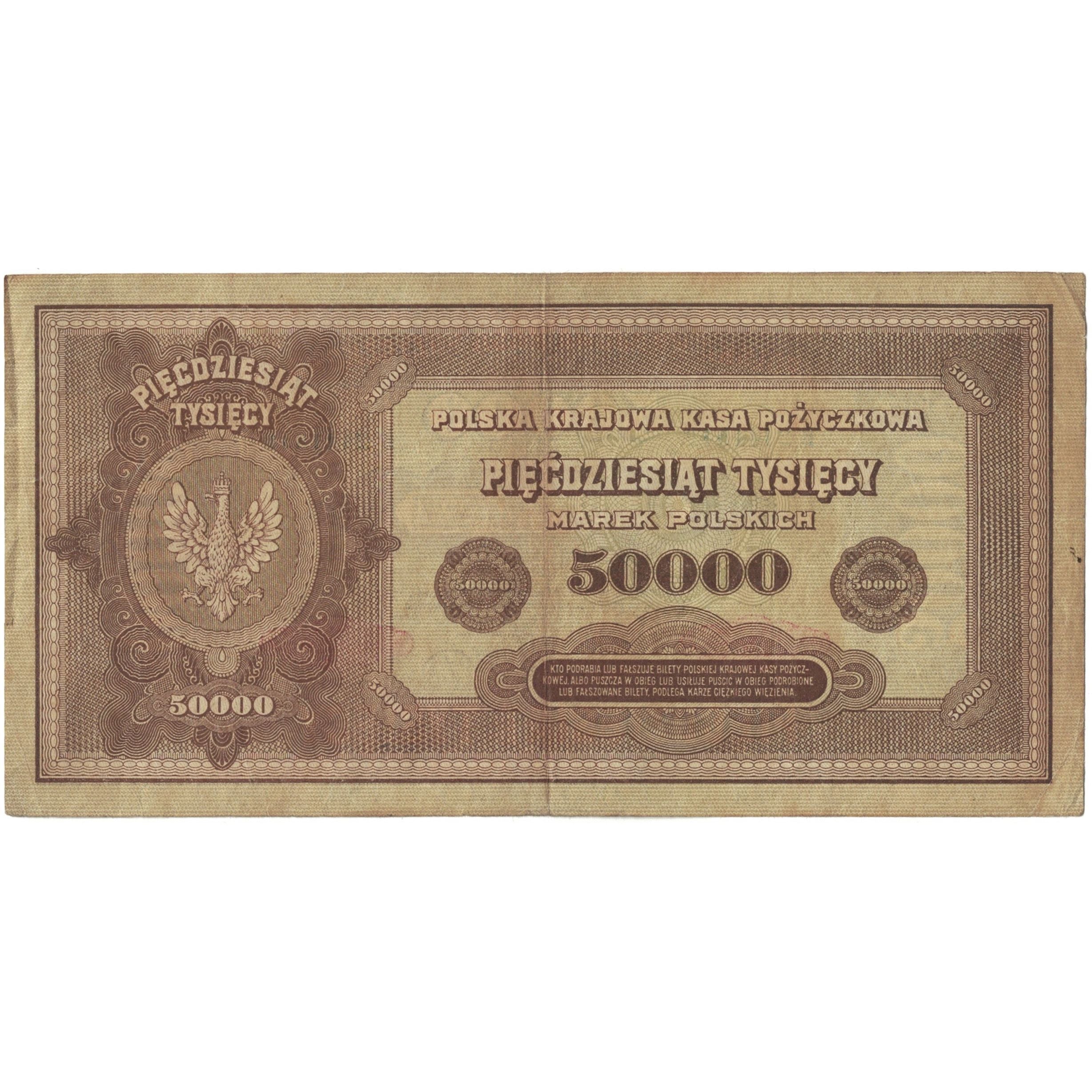 Banknote, Poland, 50,000 Marek, 1922-1923, 1922-10-10, KM:33, EF(40-45)