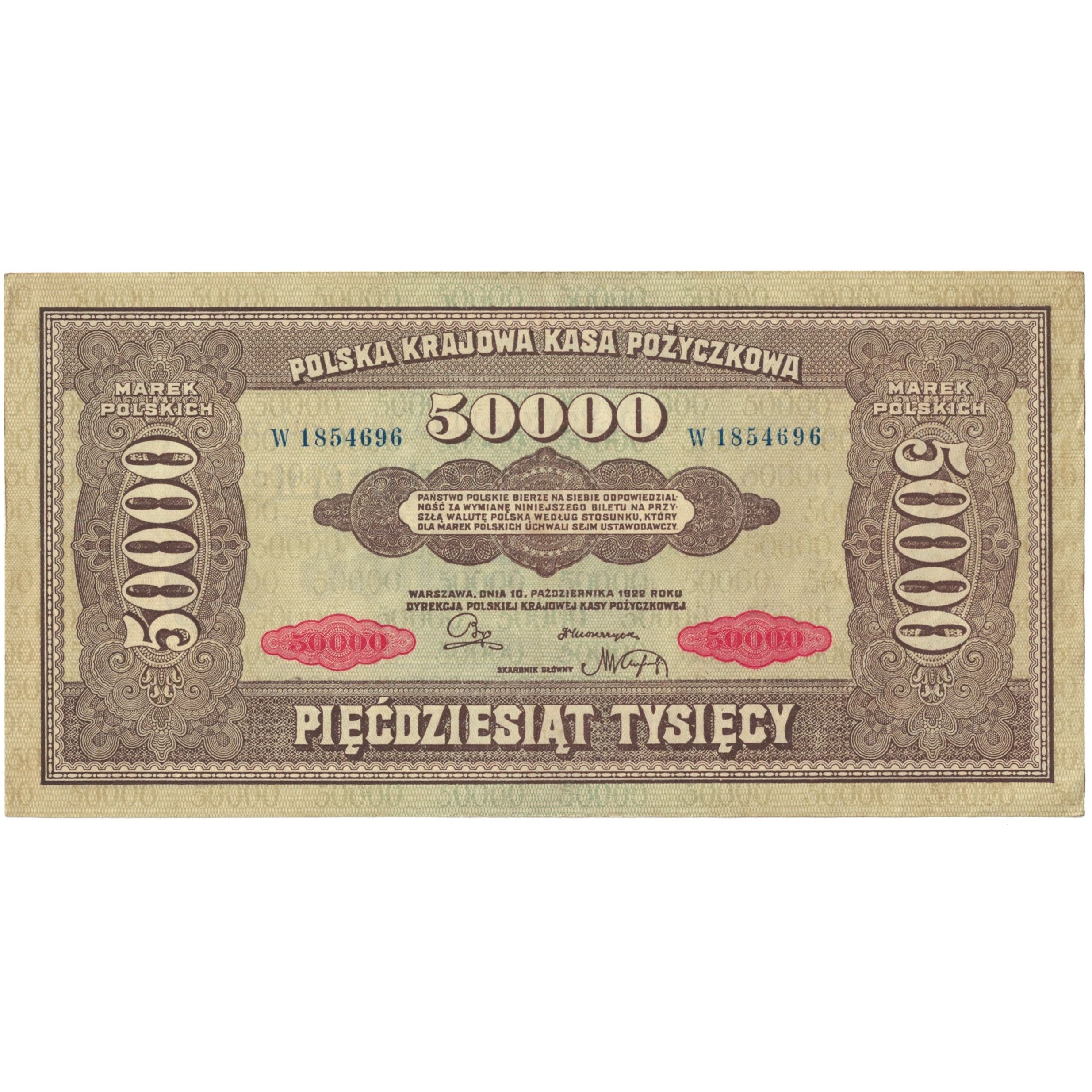 Banknote, Poland, 50,000 Marek, 1922-1923, 1922-10-10, KM:33, EF(40-45)