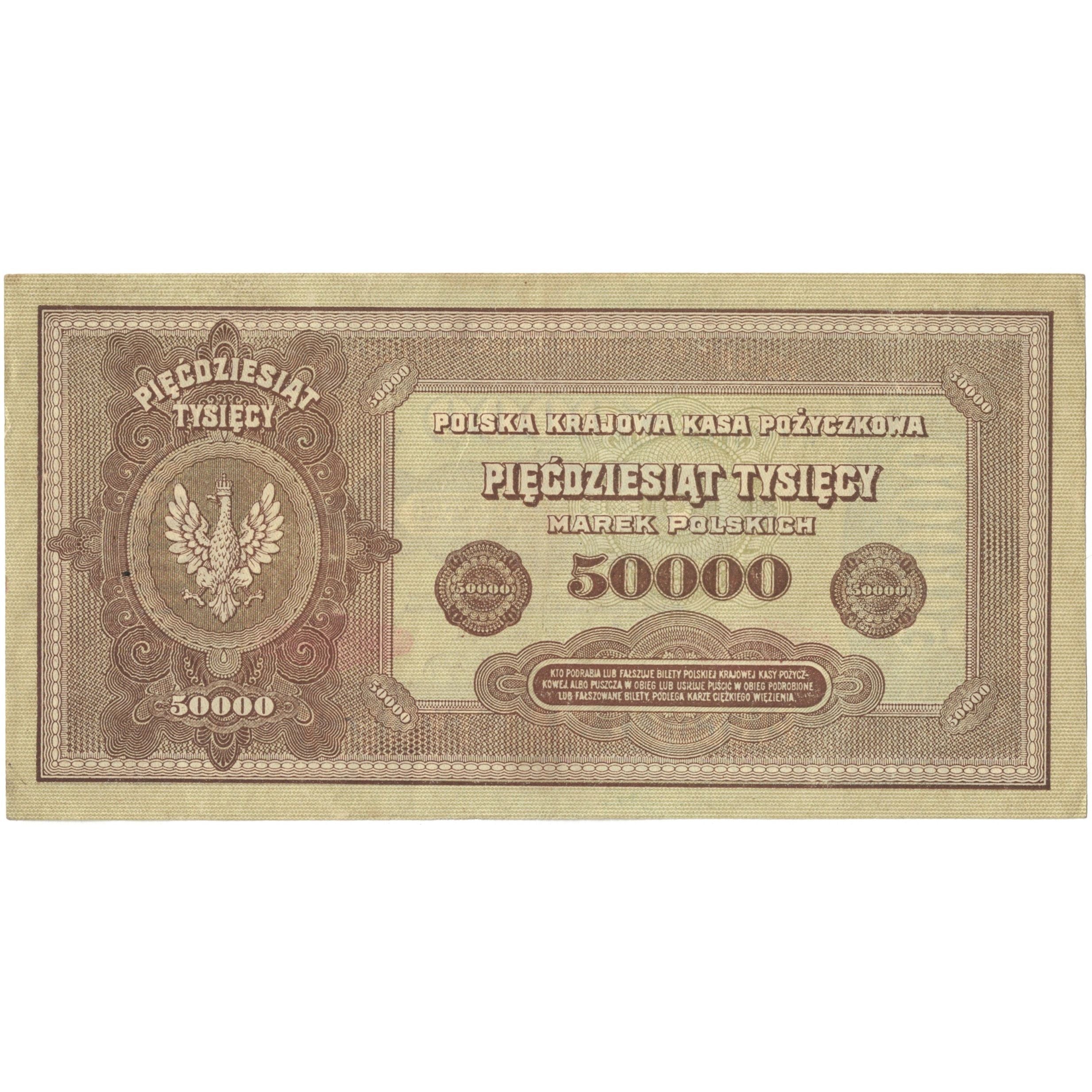 Banknote, Poland, 50,000 Marek, 1922-1923, 1922-10-10, KM:33, EF(40-45)